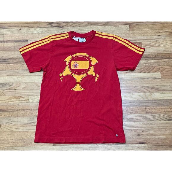 Adidas Men’s XL Red T-Shirt Cotton Spain 2008 Euro Soccer Retro Kit Sportswear - Picture 1 of 10